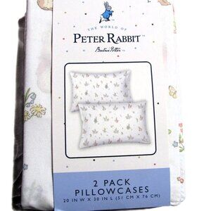 BEATRIX POTTER PETER RABBIT PILLOW CASES NEW IN PACK SET OF 2 WHITE 20 X 30 INCH